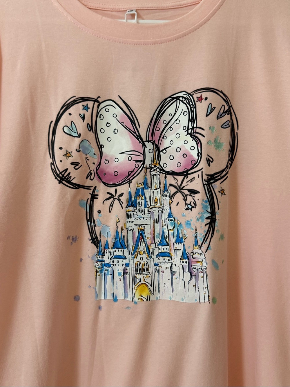 Amazon Pink Disney Graphic Castle & Bow Short Sleeve Tee New With Tags XXL - Picture 2 of 6